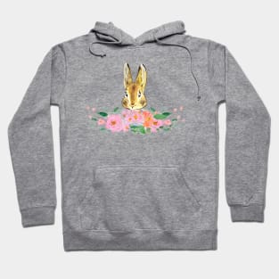 rabbit and camellia flowers watercolor Hoodie